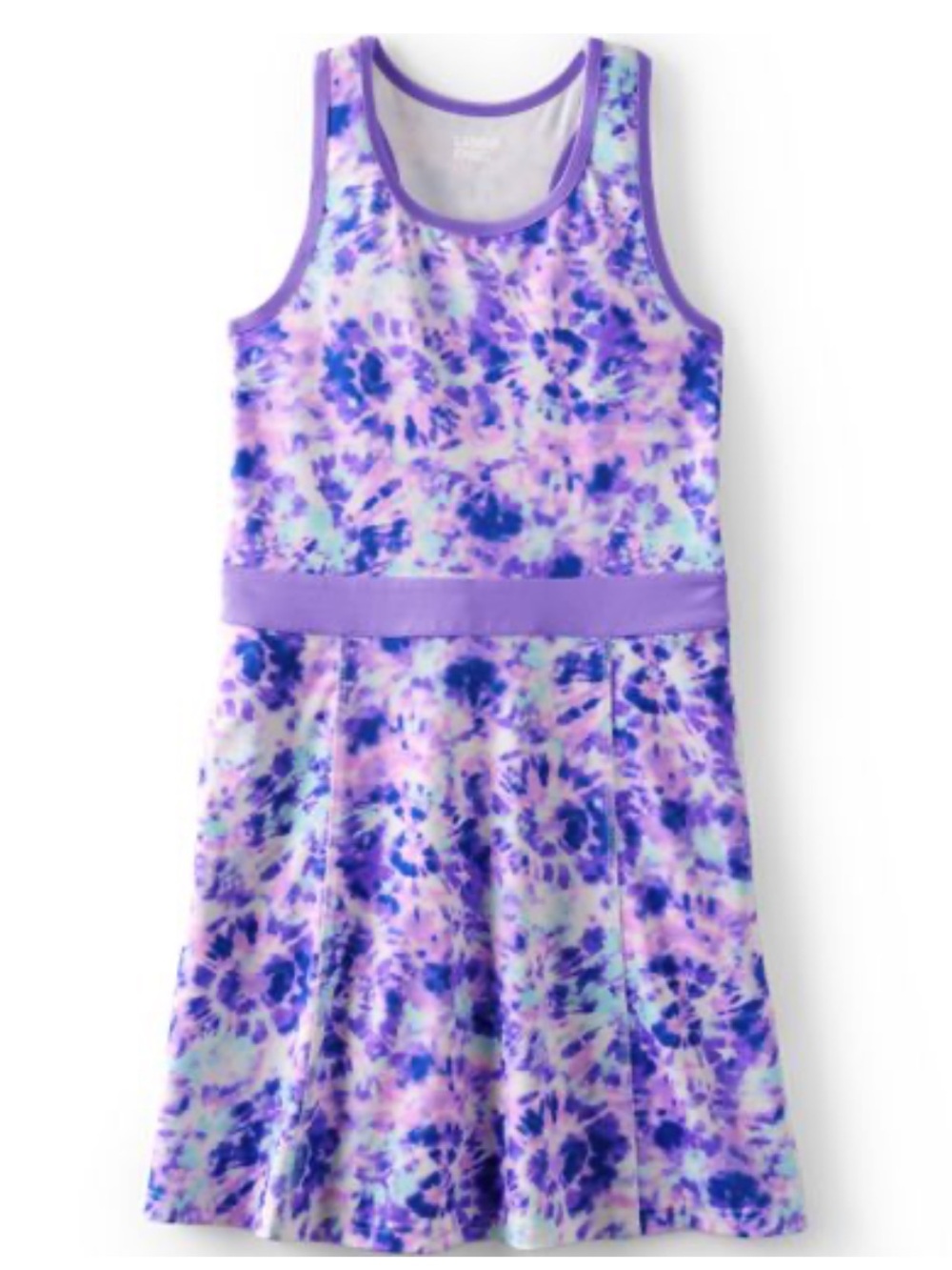 Lands' End Girls' Lavender and Navy Tie-Dye Tank Dress Sz 10-12 Plus New